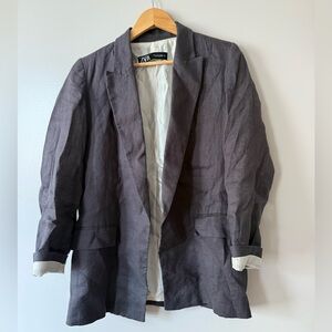 Zara Gray Linen Blazer